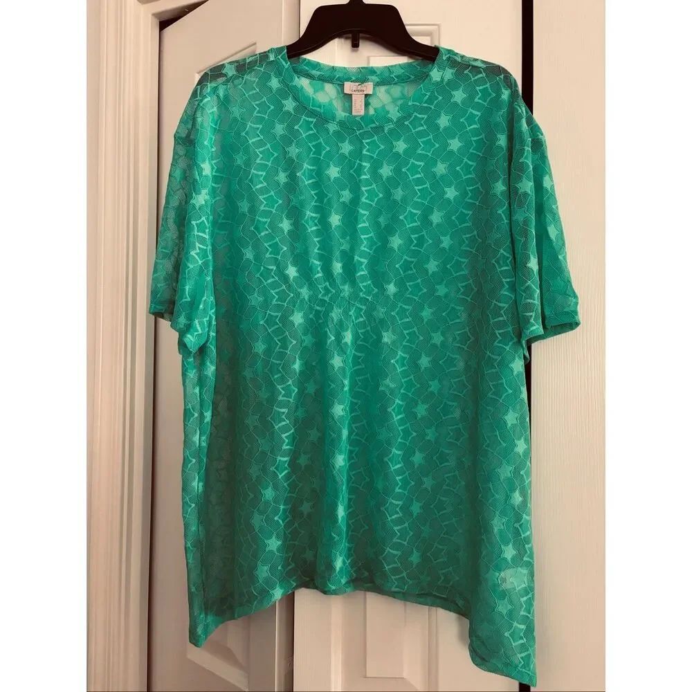 Logo Layers Very Sheer Star Pattern Top